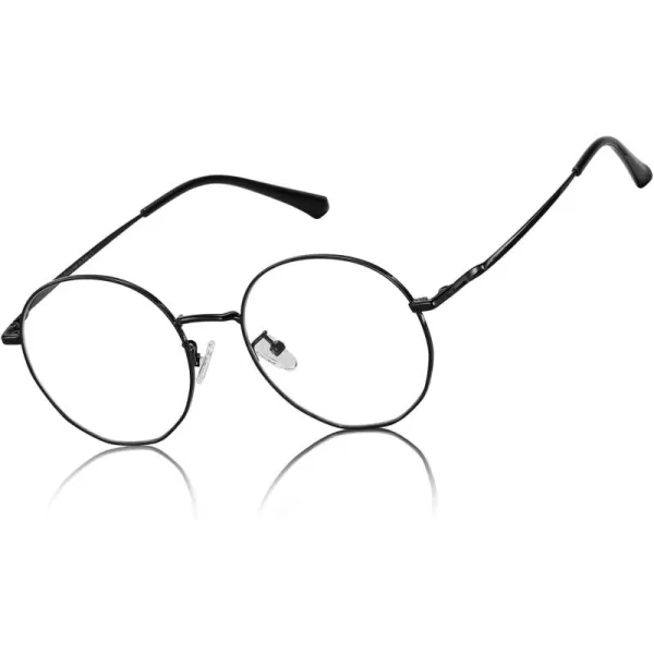 DUCO Small Round Blue Light Glasses For Women Men Blue Ray Blocking Glasses 8215Black
