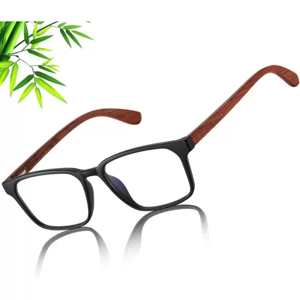 DUCO Wooden Computer Blue Light Blocking Glasses for Men Women Reading Gaming TV Phones U400 LensDC5212C1 Matte Black