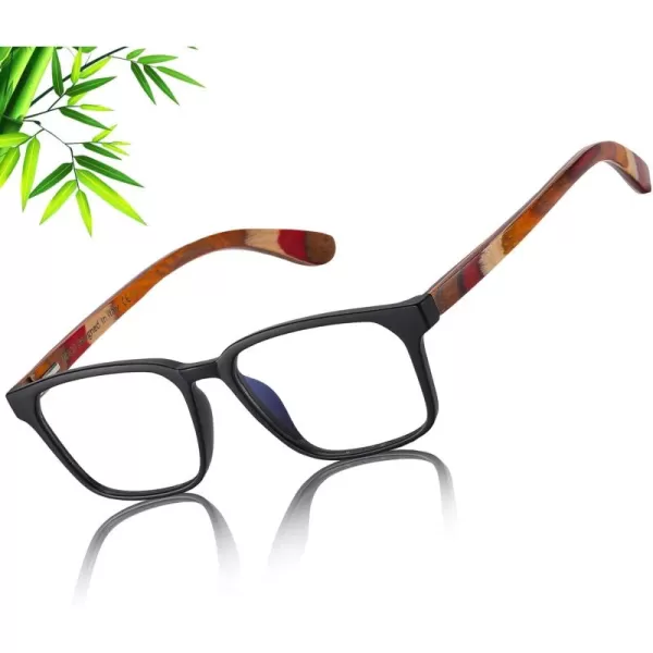 DUCO Wooden Computer Blue Light Blocking Glasses for Men Women Reading Gaming TV Phones U400 LensDC5212C2 Matte Black