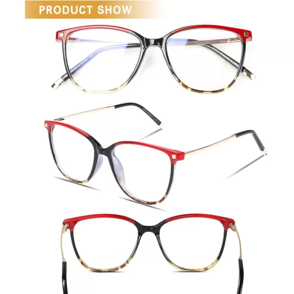 DUCO Blue Light Blocking GlassesReduce Eye Strain and Fatigue Gaming Glasses Blue Blockers Computer Reading Glasses DC5209Red Tortoise