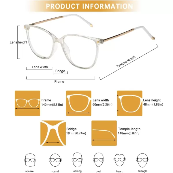 DUCO Blue Light Blocking GlassesReduce Eye Strain and Fatigue Gaming Glasses Blue Blockers Computer Reading Glasses DC5209Transparent