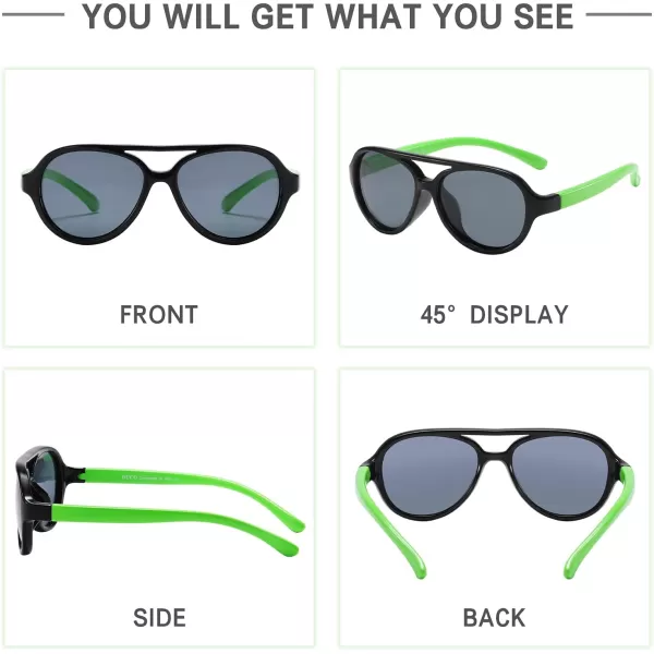 DUCO Kids Aviatory Style Polarized Sunglasses TPEE Flexible Frame Glasses for Boys and Girls Age 3 to 7 K011