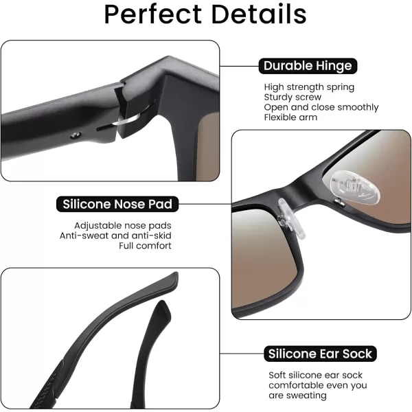 DUCO Rectangular Polarized Sunglasses for Men Vintage Sun Glasses Driving Fishing Golf UV protection Shades 8207Black Frame Revo Blue Lens