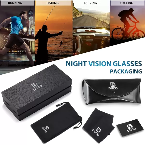 DUCO Rectangular Polarized Sunglasses for Men Vintage Sun Glasses Driving Fishing Golf UV protection Shades 8207Black Frame Yellow Lens