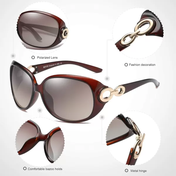 DUCO Classic Polarized Oversized Designer Sunglasses for Women 100 UV Protection Shade Sun glasses DC1220