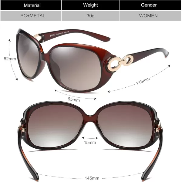 DUCO Classic Polarized Oversized Designer Sunglasses for Women 100 UV Protection Shade Sun glasses DC1220
