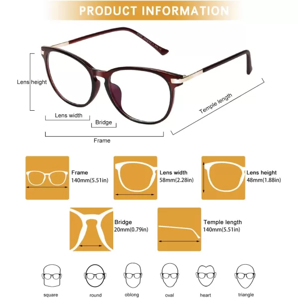 DUCO Computer Reading Gaming Blue Light Blocking Glasses for Men Women DC5204Brown