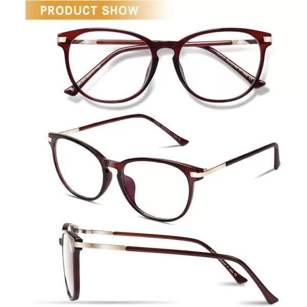 DUCO Computer Reading Gaming Blue Light Blocking Glasses for Men Women DC5204Brown