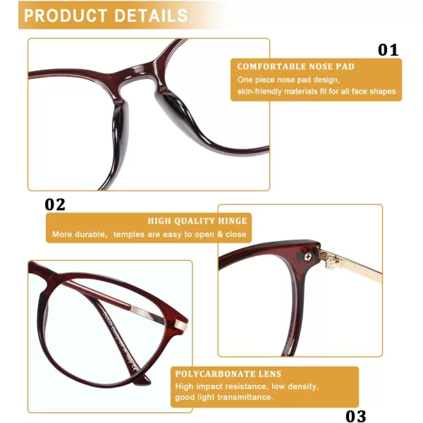 DUCO Computer Reading Gaming Blue Light Blocking Glasses for Men Women DC5204Brown