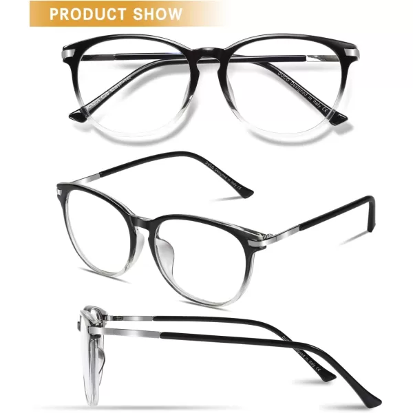 DUCO Computer Reading Gaming Blue Light Blocking Glasses for Men Women DC5204Gradient Black