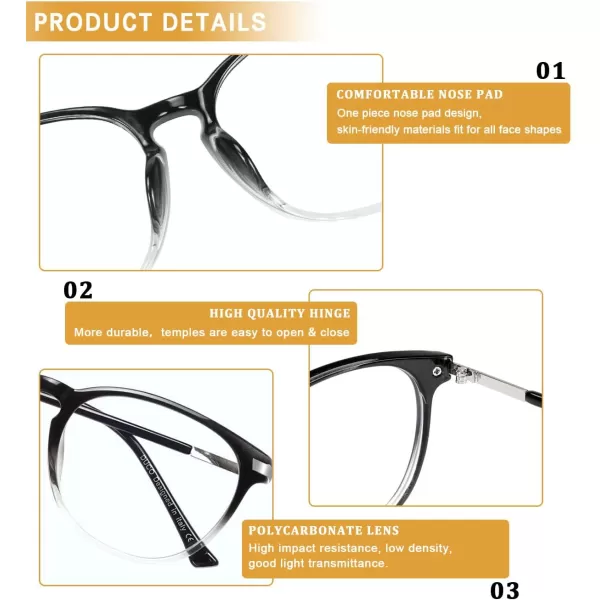 DUCO Computer Reading Gaming Blue Light Blocking Glasses for Men Women DC5204Gradient Black