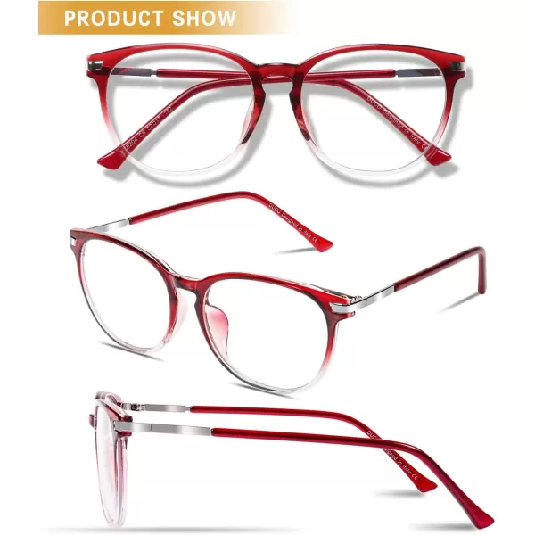 DUCO Computer Reading Gaming Blue Light Blocking Glasses for Men Women DC5204Gradient Red