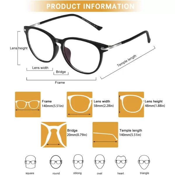 DUCO Computer Reading Gaming Blue Light Blocking Glasses for Men Women DC5204Matte Black