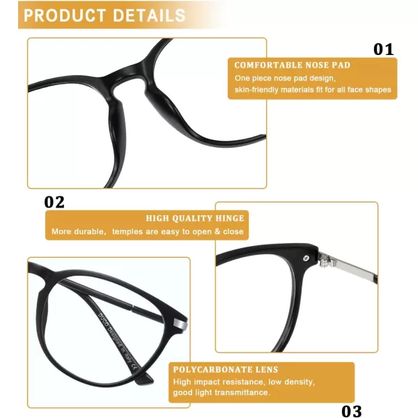 DUCO Computer Reading Gaming Blue Light Blocking Glasses for Men Women DC5204Matte Black