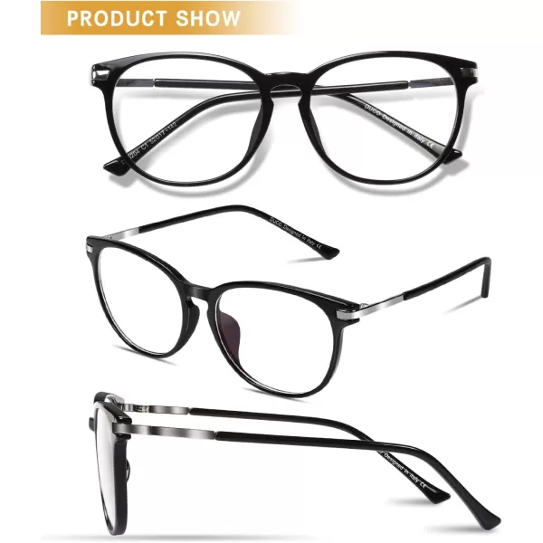 DUCO Computer Reading Gaming Blue Light Blocking Glasses for Men Women DC5204Shine Black