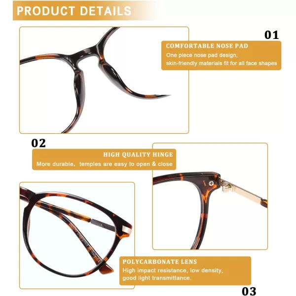 DUCO Computer Reading Gaming Blue Light Blocking Glasses for Men Women DC5204Tortoise