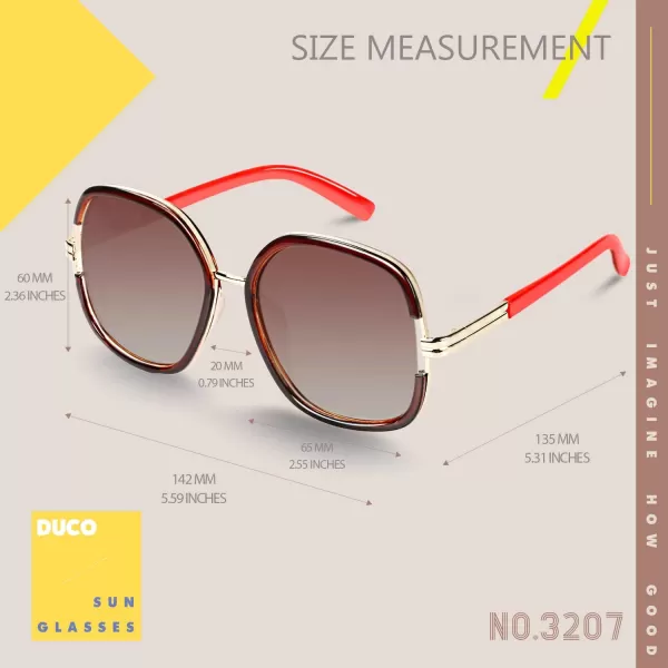DUCO Women Shades Classic Oversized Polarized Sunglasses 100 UV Protection Eyewear Glasses DC3207