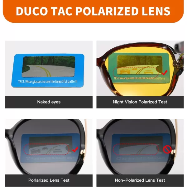 Duco Night Driving Glasses Antiglare Eyewear Classic Polarized Night Vision Glasses for Women 2229Brown frame night vision lens