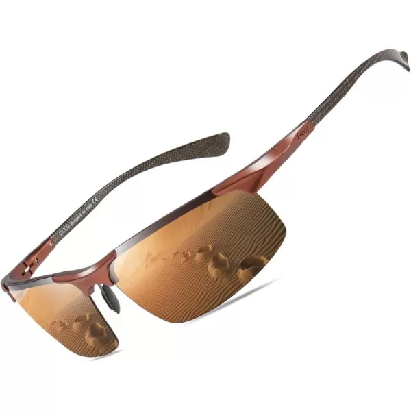 DUCO Mens Sports Polarized Driving Carbon Fiber Sunglasses For Men UV400 Protection DC8277 Brown Frame Brown Lens