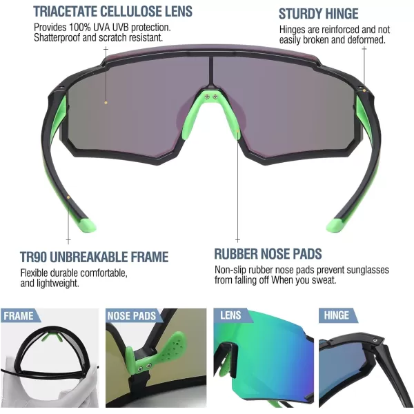 DUCO Polarized Kids Sunglasses Youth Sports Cycling Shades Lightweight Frame UV400 Child Boys Girls Baseball SunGlasses DK310Black Frame Green Temple Revo Green Lens