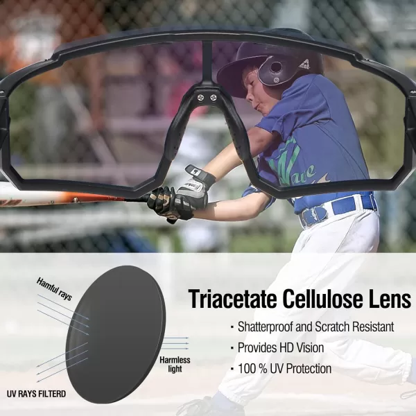 DUCO Polarized Kids Sunglasses Youth Sports Cycling Shades Lightweight Frame UV400 Child Boys Girls Baseball SunGlasses DK310Black Frame Green Temple Revo Green Lens