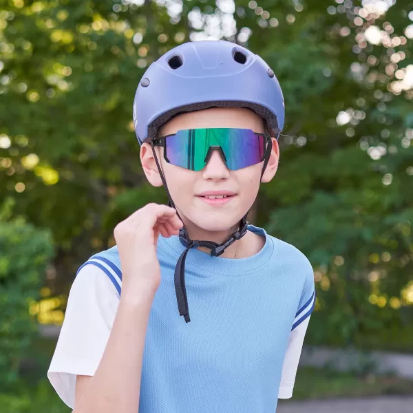 DUCO Polarized Kids Sunglasses Youth Sports Cycling Shades Lightweight Frame UV400 Child Boys Girls Baseball SunGlasses DK310Black Frame Green Temple Revo Green Lens