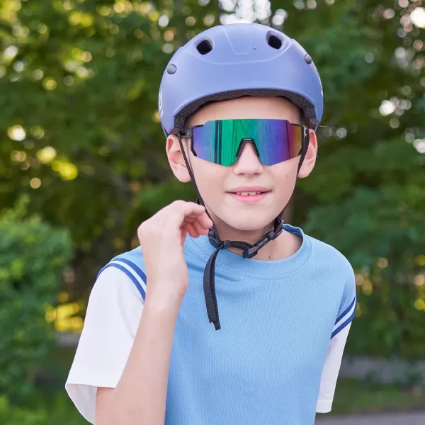 DUCO Polarized Kids Sunglasses Youth Sports Cycling Shades Lightweight Frame UV400 Child Boys Girls Baseball SunGlasses DK310Black Frame Red Blue Dots Blue Lens