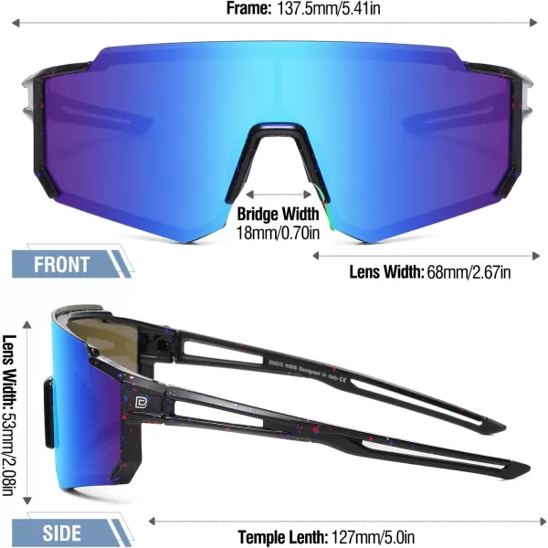 DUCO Polarized Kids Sunglasses Youth Sports Cycling Shades Lightweight Frame UV400 Child Boys Girls Baseball SunGlasses DK310Black Frame Red Blue Dots Blue Lens