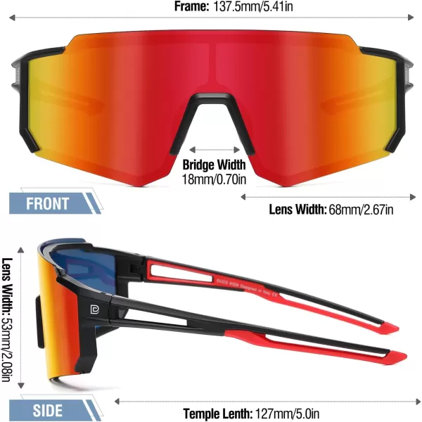 DUCO Polarized Kids Sunglasses Youth Sports Cycling Shades Lightweight Frame UV400 Child Boys Girls Baseball SunGlasses DK310Black Frame Red Temple Revo Orange Lens