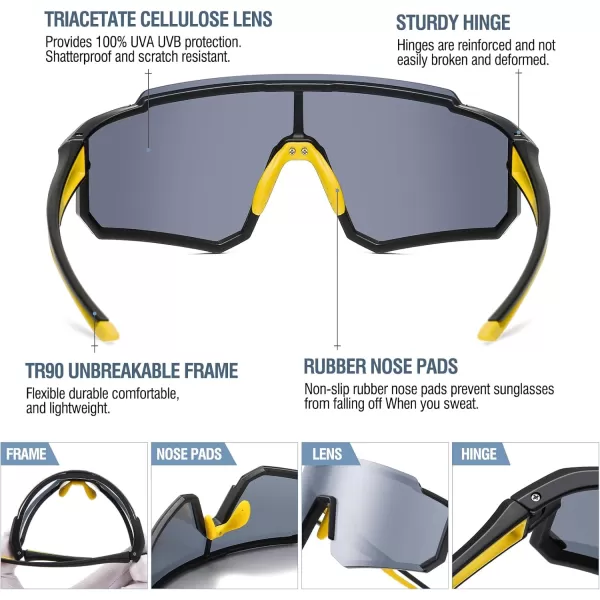 DUCO Polarized Kids Sunglasses Youth Sports Cycling Shades Lightweight Frame UV400 Child Boys Girls Baseball SunGlasses DK310Black Frame Yellow Temple Mirror Lens