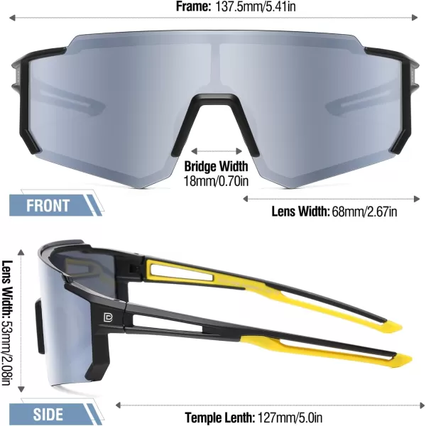 DUCO Polarized Kids Sunglasses Youth Sports Cycling Shades Lightweight Frame UV400 Child Boys Girls Baseball SunGlasses DK310Black Frame Yellow Temple Mirror Lens