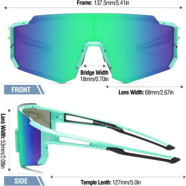 DUCO Polarized Kids Sunglasses Youth Sports Cycling Shades Lightweight Frame UV400 Child Boys Girls Baseball SunGlasses DK310Blue Black Dot Frame Black Temple Revo Blue Lens