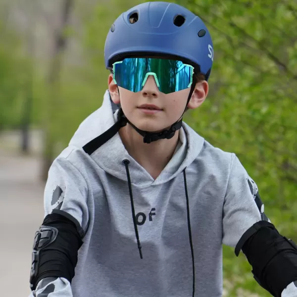 DUCO Polarized Kids Sunglasses Youth Sports Cycling Shades Lightweight Frame UV400 Child Boys Girls Baseball SunGlasses DK310Blue Black Dot Frame Black Temple Revo Blue Lens