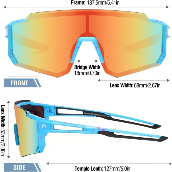 DUCO Polarized Kids Sunglasses Youth Sports Cycling Shades Lightweight Frame UV400 Child Boys Girls Baseball SunGlasses DK310Blue Frame Pink Black Temple Revo Orange Lens