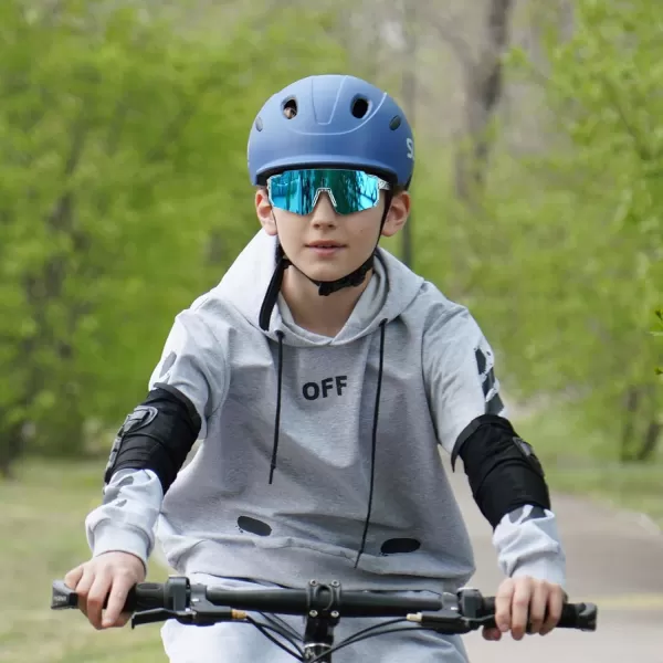 DUCO Polarized Kids Sunglasses Youth Sports Cycling Shades Lightweight Frame UV400 Child Boys Girls Baseball SunGlasses DK310Clear Blue Frame Black Temple Revo Blue Lens
