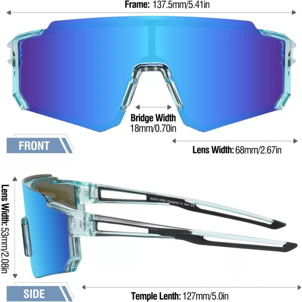 DUCO Polarized Kids Sunglasses Youth Sports Cycling Shades Lightweight Frame UV400 Child Boys Girls Baseball SunGlasses DK310Clear Blue Frame Black Temple Revo Blue Lens