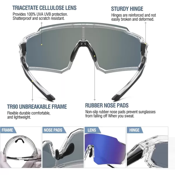 DUCO Polarized Kids Sunglasses Youth Sports Cycling Shades Lightweight Frame UV400 Child Boys Girls Baseball SunGlasses DK310Clear Frame Black Temple Revo Blue Lens