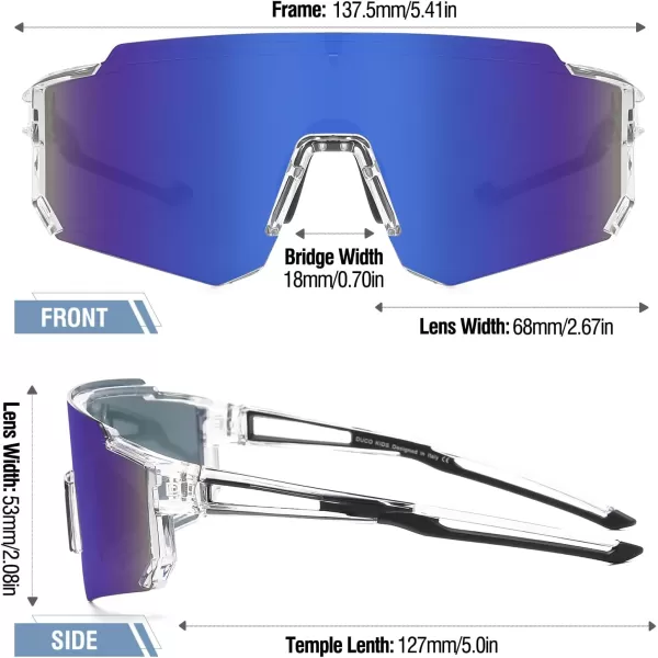 DUCO Polarized Kids Sunglasses Youth Sports Cycling Shades Lightweight Frame UV400 Child Boys Girls Baseball SunGlasses DK310Clear Frame Black Temple Revo Blue Lens