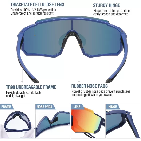 DUCO Polarized Kids Sunglasses Youth Sports Cycling Shades Lightweight Frame UV400 Child Boys Girls Baseball SunGlasses DK310Dark Blue Frame Black Temple Revo Orange Lens