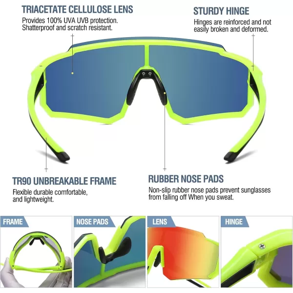 DUCO Polarized Kids Sunglasses Youth Sports Cycling Shades Lightweight Frame UV400 Child Boys Girls Baseball SunGlasses DK310Fluore Green Frame Black Temple Revo Orange Lens