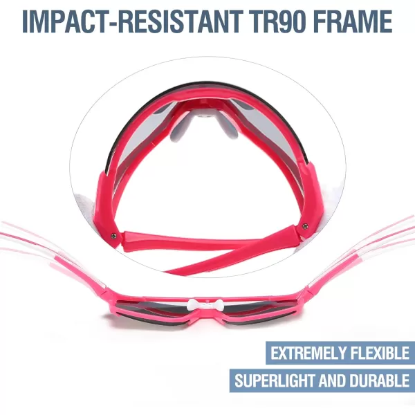 DUCO Polarized Kids Sunglasses Youth Sports Cycling Shades Lightweight Frame UV400 Child Boys Girls Baseball SunGlasses DK310Pink Frame White Pink Temple Revo Pink Lens