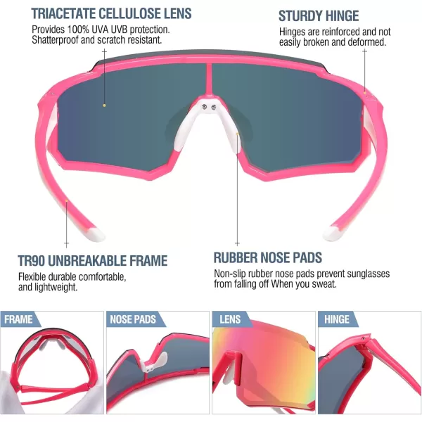 DUCO Polarized Kids Sunglasses Youth Sports Cycling Shades Lightweight Frame UV400 Child Boys Girls Baseball SunGlasses DK310Pink Frame White Pink Temple Revo Pink Lens