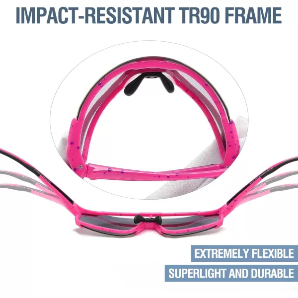DUCO Polarized Kids Sunglasses Youth Sports Cycling Shades Lightweight Frame UV400 Child Boys Girls Baseball SunGlasses DK310Rose Purple Dot Black Temple Revo Pink Lens