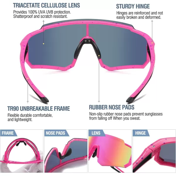 DUCO Polarized Kids Sunglasses Youth Sports Cycling Shades Lightweight Frame UV400 Child Boys Girls Baseball SunGlasses DK310Rose Purple Dot Black Temple Revo Pink Lens
