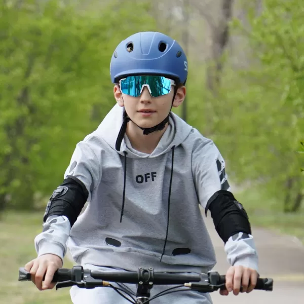 DUCO Polarized Kids Sunglasses Youth Sports Cycling Shades Lightweight Frame UV400 Child Boys Girls Baseball SunGlasses DK310White Black Frame Black Temple Revo Blue Lens