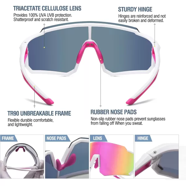 DUCO Polarized Kids Sunglasses Youth Sports Cycling Shades Lightweight Frame UV400 Child Boys Girls Baseball SunGlasses DK310White Frame Purple Temple Revo Purple Lens