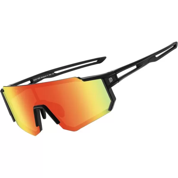 DUCO Polarized Kids Sunglasses Youth Sports Cycling Shades Lightweight Frame UV400 Child Boys Girls Baseball SunGlasses DK310Black Frame Black Temple Revo Orange Lens