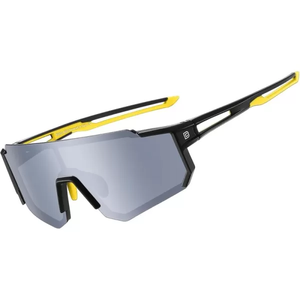 DUCO Polarized Kids Sunglasses Youth Sports Cycling Shades Lightweight Frame UV400 Child Boys Girls Baseball SunGlasses DK310Black Frame Yellow Temple Mirror Lens
