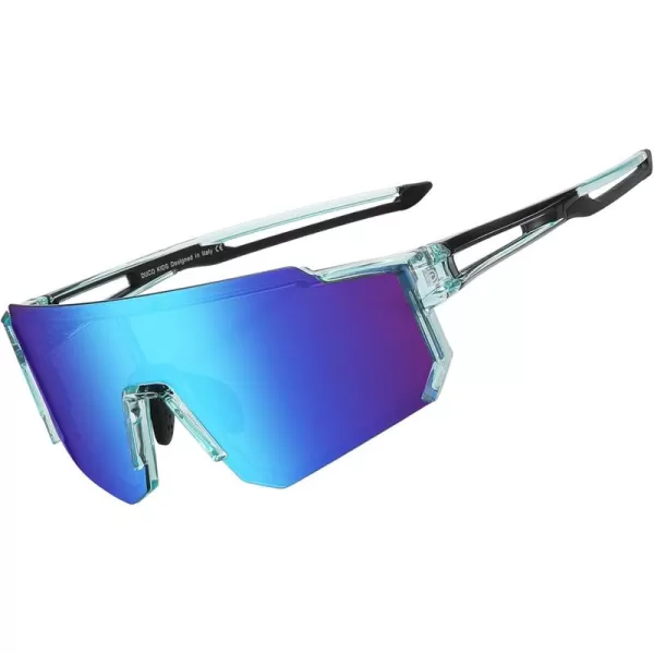 DUCO Polarized Kids Sunglasses Youth Sports Cycling Shades Lightweight Frame UV400 Child Boys Girls Baseball SunGlasses DK310Clear Blue Frame Black Temple Revo Blue Lens