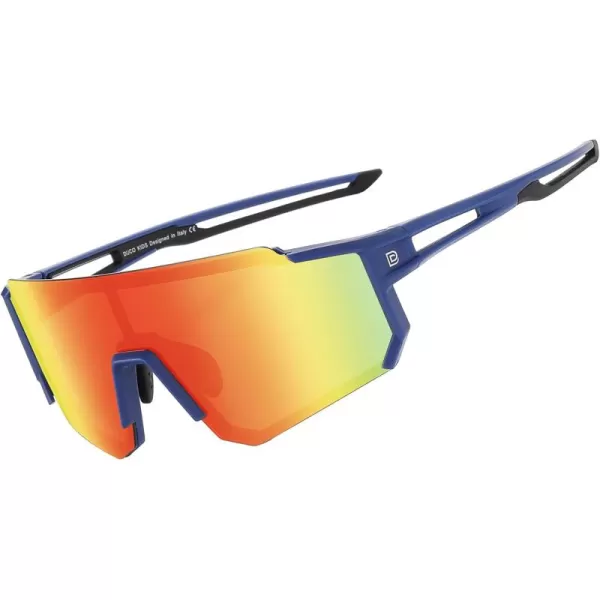DUCO Polarized Kids Sunglasses Youth Sports Cycling Shades Lightweight Frame UV400 Child Boys Girls Baseball SunGlasses DK310Dark Blue Frame Black Temple Revo Orange Lens